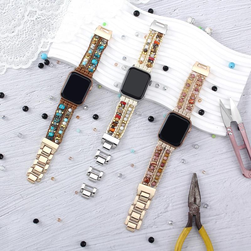 Boho Style Beaded Watch Band (Band Only), Fashionable Watch Band for Women & Men, Wearable Accessories for Apple Watch Series 9 8 7 6 5 4 3 2 1 SE Ultra