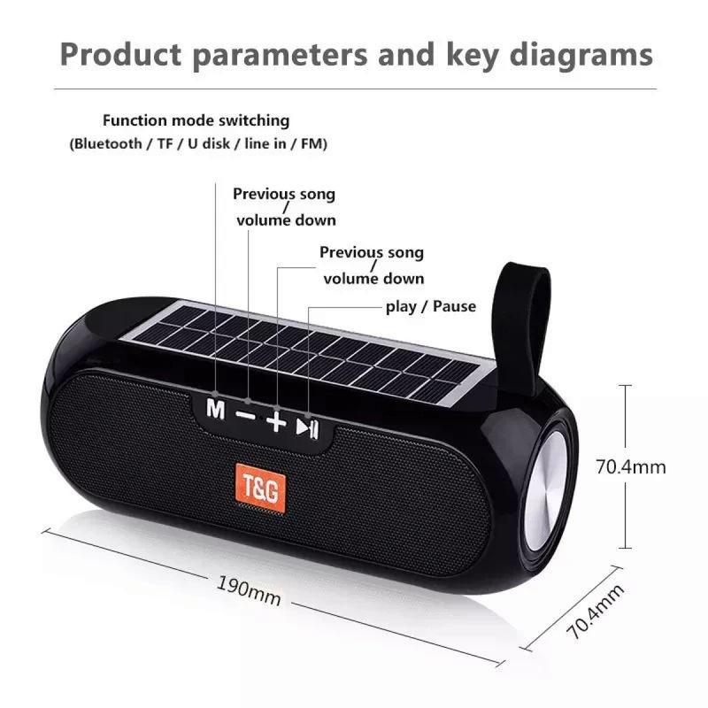 2024 AI Solar Radio FM Outdoor Portable Wireless Bluetooth Speaker Music Sound Box Subwooiron bass To PC TV Computer TV Hfi Stereo Mp3 Audio Cable Tablet Charging Connection Usb Card Micro Sd