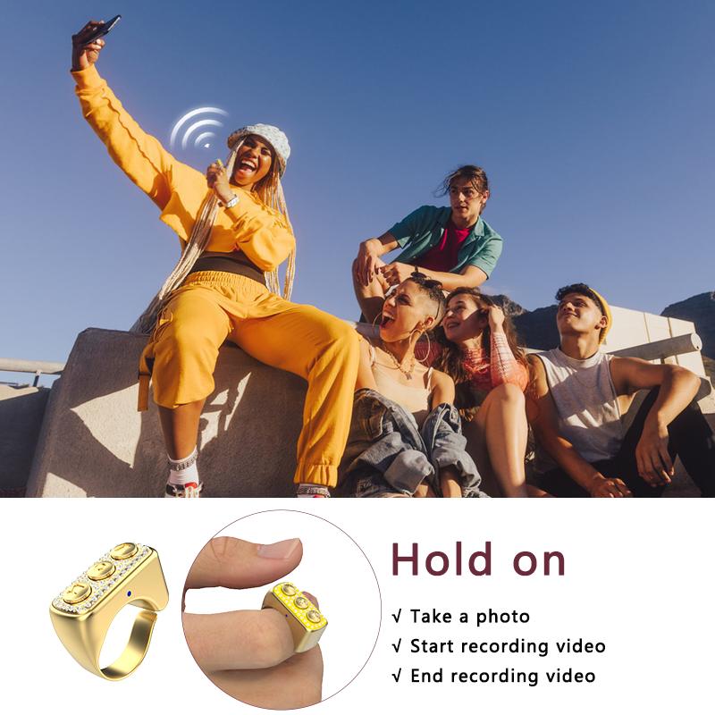 Xring Scrolling Ring Remote Control Ring with Rhinestones, Bluetooth Selfie & Video Recording Remote,Music Control for iPhone,iPad,Android,Smartphone