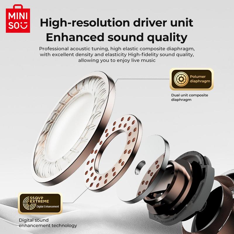 MINISO Wireless Open-ear Earphone, Touch Control Earbuds with Charging Case, Low Latency Bluetooth-compatible Earbuds Headset for Android & iOS Devices