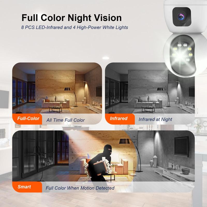 1080P Security Camera, Wireless 2.4G WiFi 5G Security Camera, AI Human Tracking PTZ 360 Degree View Security Camera for Home