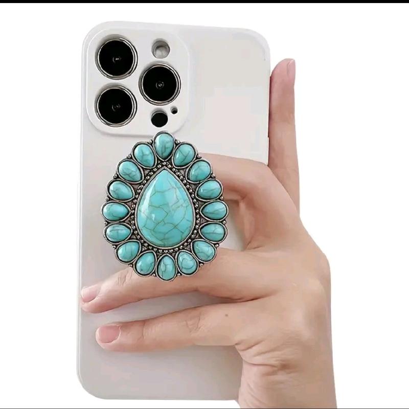 luxury Turquoise Desktop Phone Holder-Stand for easy viewing and access. Accessories Retro Smartphone Mount Cellphone