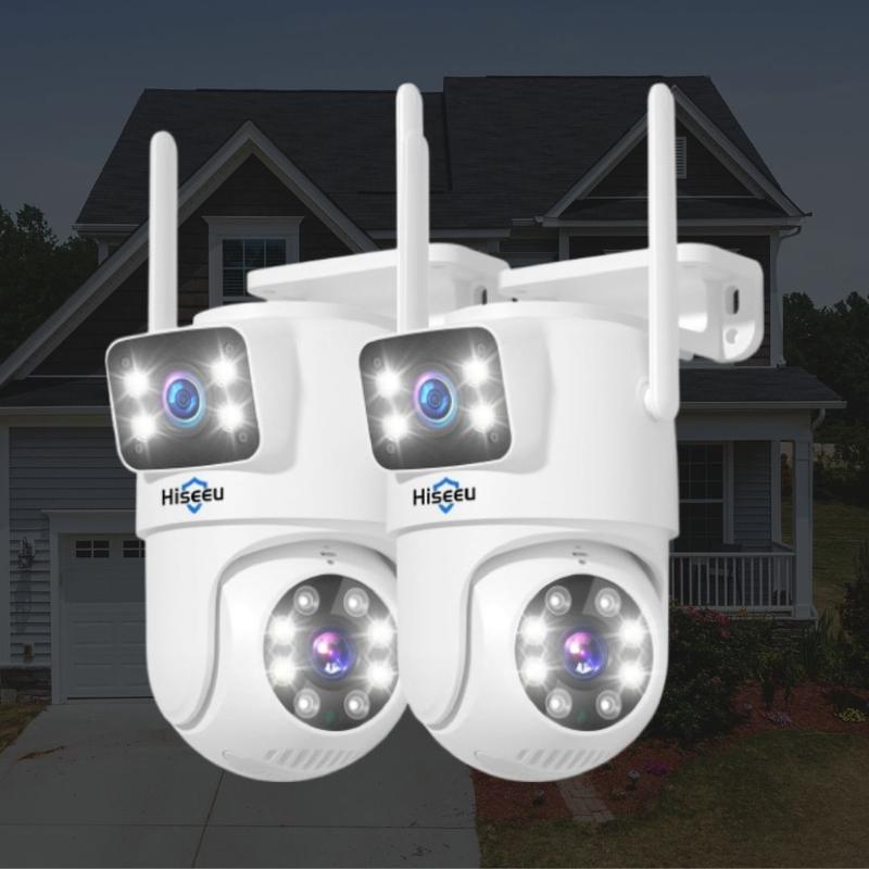 2-Pack Wireless Security Cameras - 5G 2.4G WiFi Dual Lens PTZ Outdoor Cameras with Motion Tracking, Color Night Vision, No Monthly Fees, Compatible with Wireless Camera Systems and Alexa wireless security wireless camera wifi surveillance human detection