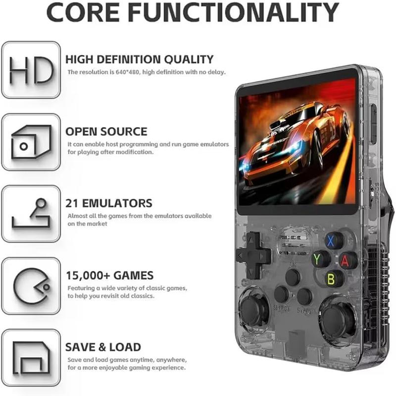 R36s Portable Retro Game Console, Gaming Room Gadgets, 3.5 Inch IPS Screen Retro Game Consoles, Rechargeable Handheld Game Device with 16000+ Games & 20+ Simulators