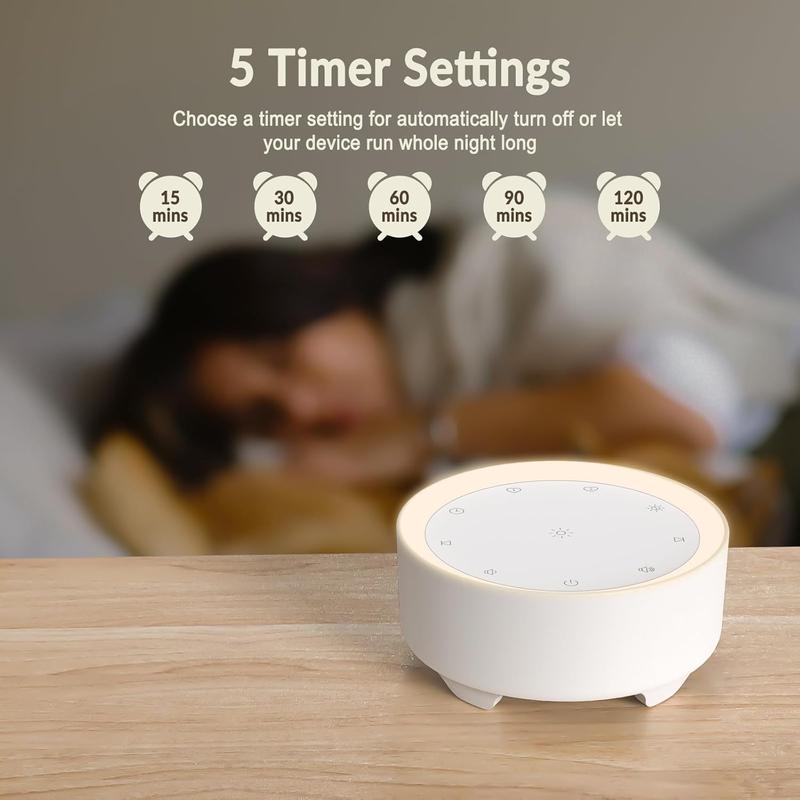 Sound Machine & Night Light for Adults, , . White Noise Machine with 20 Soothing Sleep Sounds. Small Size & Portable Design for Bedroom, Office, Travel. Favorites Buttons, Timer