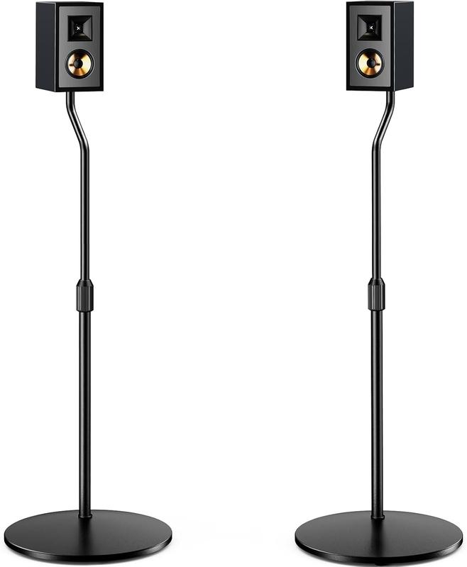 Height-Adjustable Speaker Stand Pair, Surround Sound Speaker Stands for Small Bookshelf, Satellite Speakers, and Studio Monitors, 28 to 38 Adjustable Height Floor Speaker Stand, PGSS11