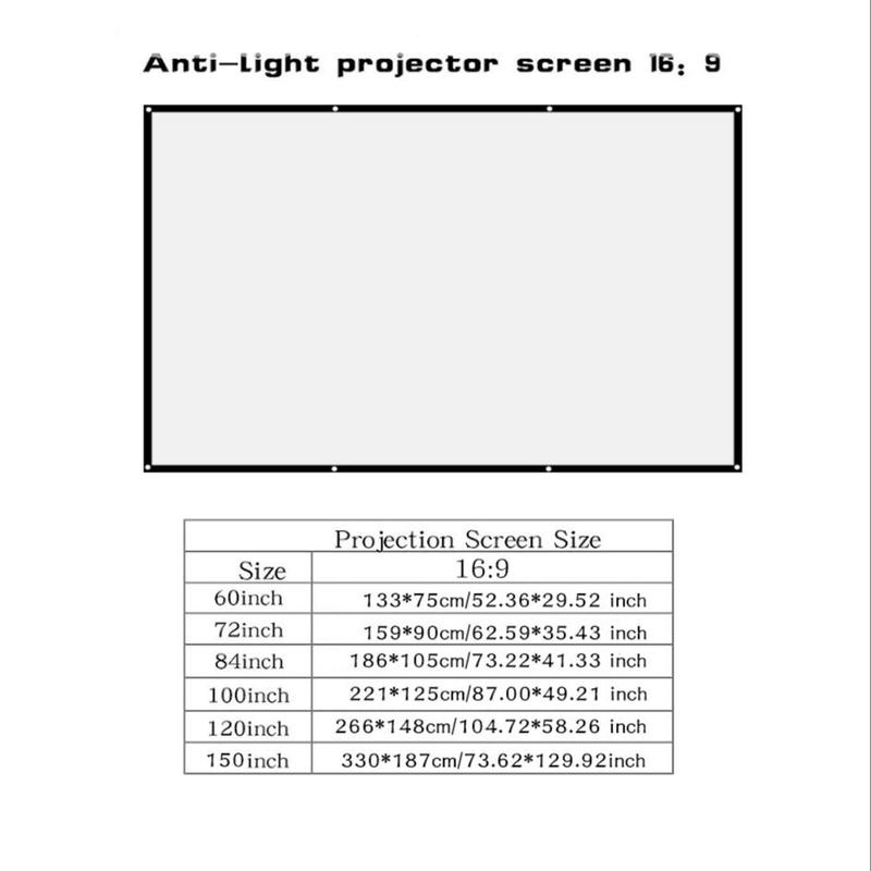 Foldable & Wrinkle-free Portable Movie Screen, Foldable Projector Screen, Washable HD Projector Screen for Home Theater & Outdoor Indoor Project