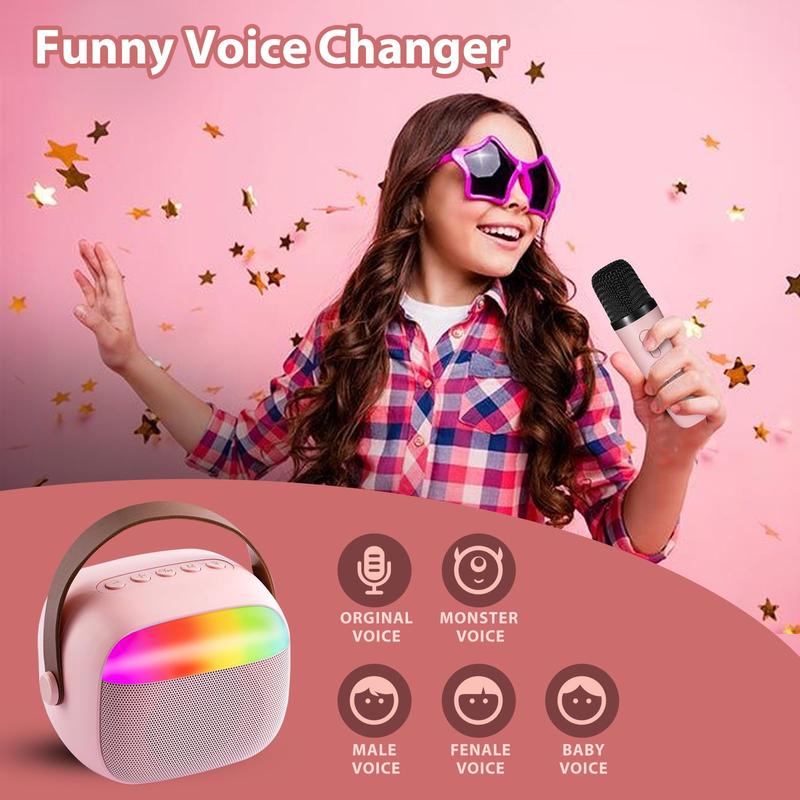 Portable Wireless Karaoke Speaker with 2 Wireless Mics, KTV Speaker Subwoofer with RGB ColorfuI LED Lights, Karaoke Machine SoundSystem for Outdoor Sports Travel   Audio Bluetooth