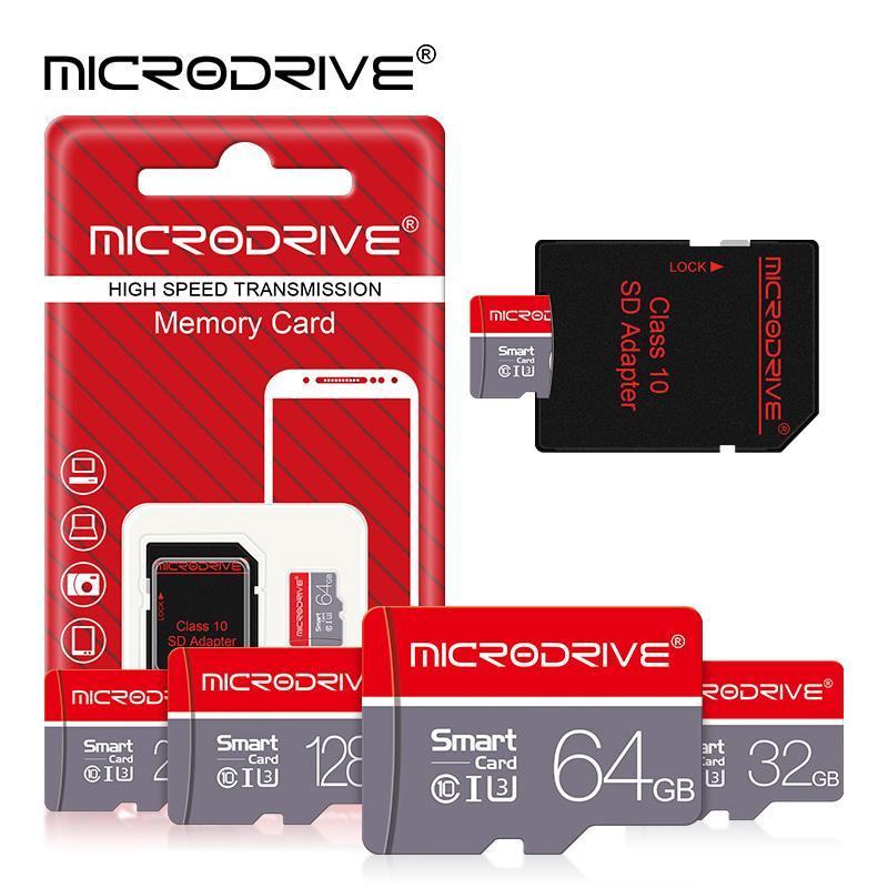 MicroDrive Micro TF SD Card, 1 Count High Speed Transmission Memory Card with Class 10 SD Adapter, 8GB 16GB 32GB 64GB 128GB 256GB Memory Card for Camera, Phone, Computer