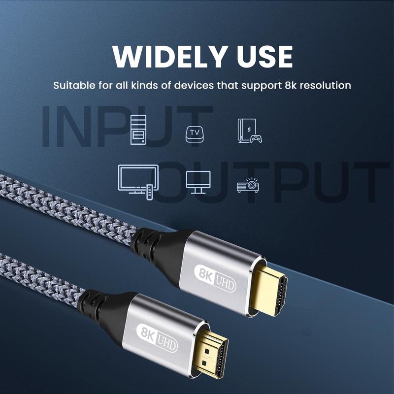 HDMI 2.1 Cable for Summer, 1 Count Ultra High Speed HDMI 2.1 Cable, HDMI Cable Compatible with HDTV Laptop Projector PS4 PS5