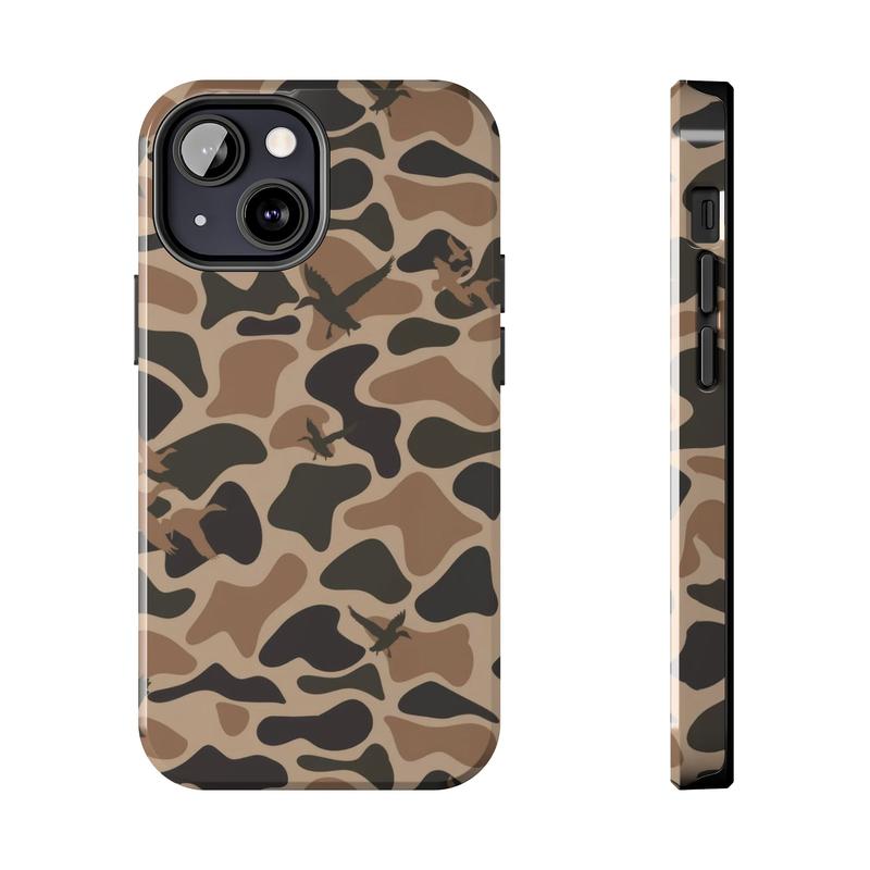 Vintage Ol School Waterfowl Camo Phone Case, Real Hunting, Sitk@ Camo, Bass Fishing, Duck Hunting, Realtree, Mossy Oak Aesthetic For iPhone 16 15 14 13 12 11 X 8, Hunting Gifts, Durable Accessories