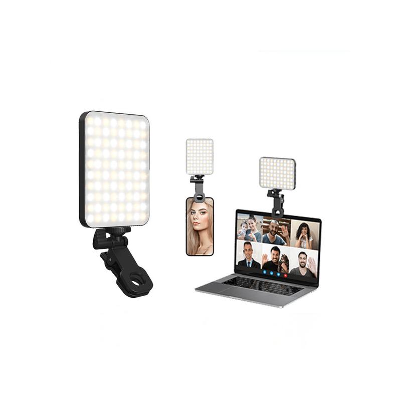 Portable Cool-Warm Dual Colour Selfie Light - 360 Degree Rotatable Rechargeable Clip-On Video Light For Mobile Phones, Computers And On-The-Go Home Selfie Lighting Tools Gifts for Women