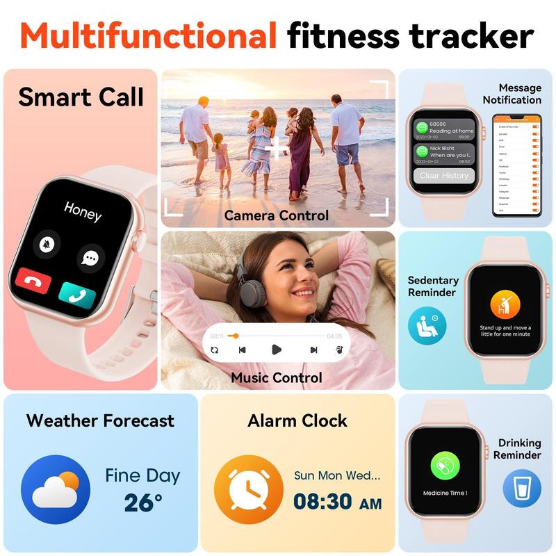 Smartwatch (Answer Dial), 2024 Latest 1.85-inch Fitness Tracker, Pedometer, Multi-Sport Mode, Waterproof Women's & Men's Fitness Watch for Android iPhone