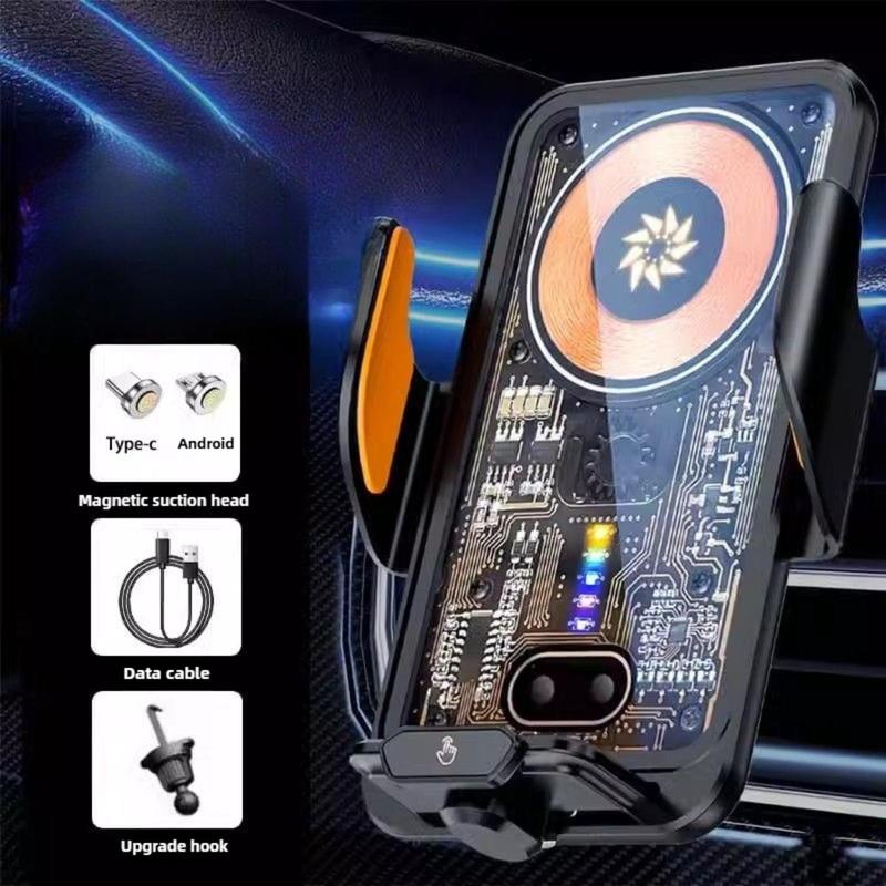 Car Air Vent Phone Holder, 15W Wireless Charging Car Phone Holder, Magnetic Car Phone Mount, Universal Car Interior Accessories for iPhone Samsung