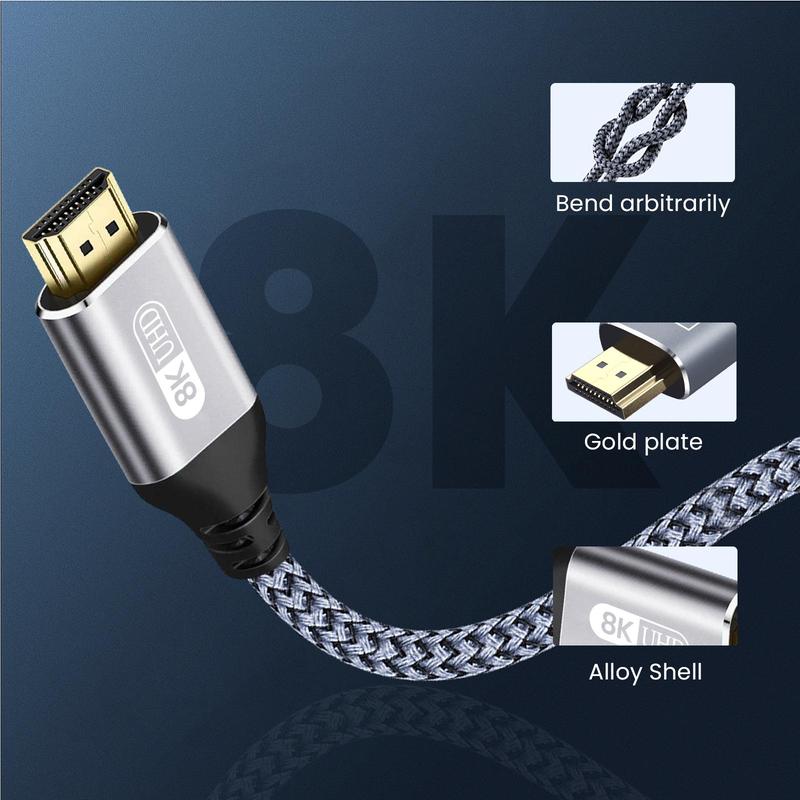 HDMI 2.1 Cable for Summer, 1 Count Ultra High Speed HDMI 2.1 Cable, HDMI Cable Compatible with HDTV Laptop Projector PS4 PS5