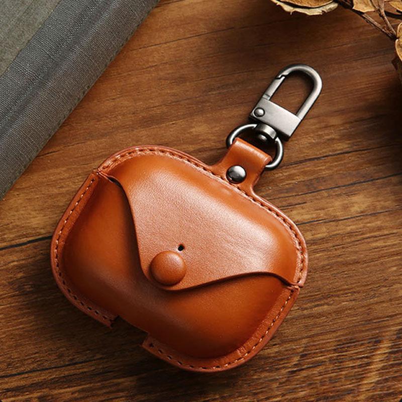 Fashionable Solid Color Leather Case, 1 Count Leather Case for AirPods 1 2 & Pro2, Stylish and Functional Protective Case for Your Wireless Earphone