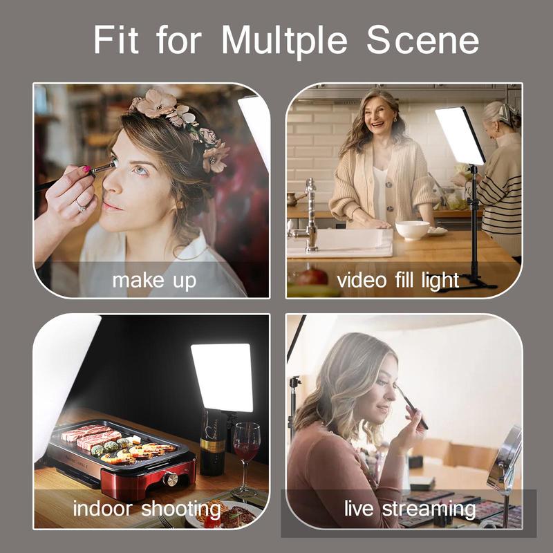 Portable Selfie Light with Stand, 1 Set Dimmable Video Conference Lighting with Adjustable Overhead Stand, Shooting Fill Light for Video Recording YouTube Zoom TikTok Live Streaming Make up Vlogging, Selfie Accessories, Camera Accessories