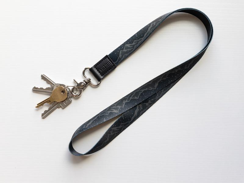 Midnight Mountain Neck Lanyard for keys, ID Badges, Phones, and wallets Accessories Leather