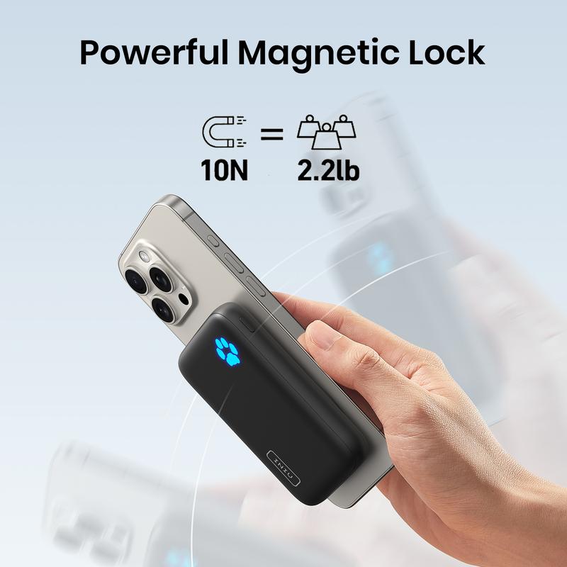 INIU Magnetic Power Bank, 10000mAh 20W PD QC3.0 Wireless Portable Charger Fast Charging, USB C in&Out External  Pack, Compatible with iPhone 16 15 14 13 12 Pro Max Mini and Mag-Safe Battery Pack Smartphone Chargeable Batteries