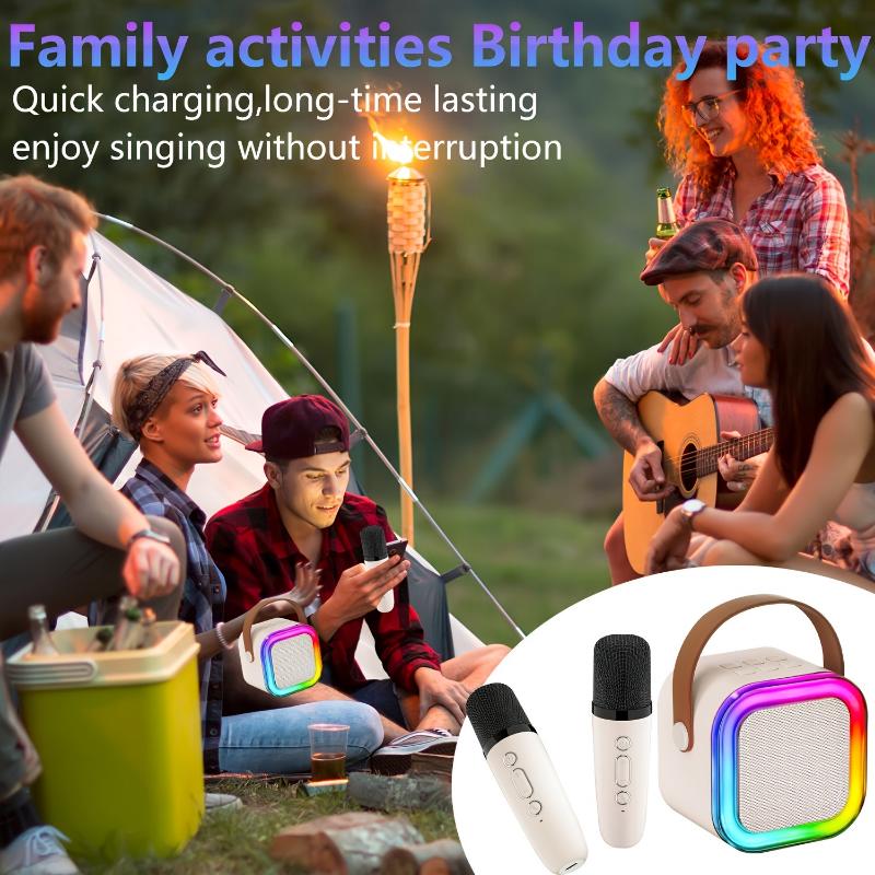 Karaoke Machine For Kids Adults, Portable Mini Karaoke Microphone Singing Speaker With 2 Mic And Light, Gifts Toys For All Smartphones, Birthday, Family, Home Party