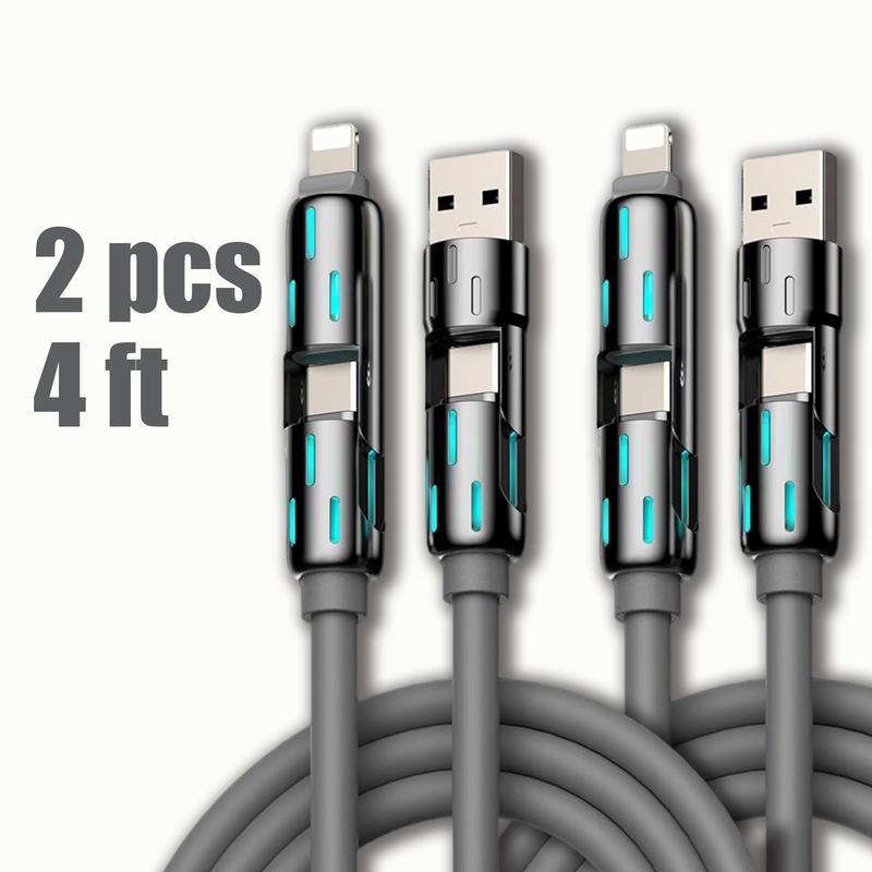 MFish 4-in-1 Multi USB Charging Cable with USB A,Type C, Lightning -MAX 240W Fast Charging & Data Sync for iPhone 16 15, iPad Pro, Samsung & Laptops