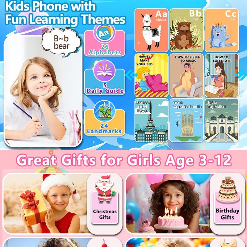 KGG Multifunctional Student Smart Phone, Rechargeable Fun Learning Educational Device, Student Phone with Dual Camera & Video Recording, Birthday Gifts for Boys and Girls