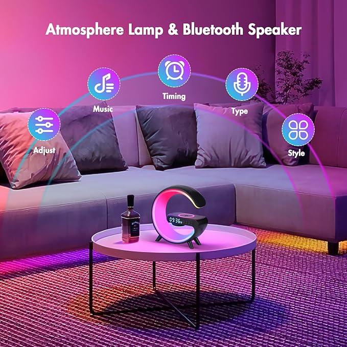 NEW Night Light Lamp Multifunctional Wireless Audio Speaker, Multifunctional Wireless Speaker with Alarm Clock, Rechargeable Speaker, Wireless Charger Station for Smartphone