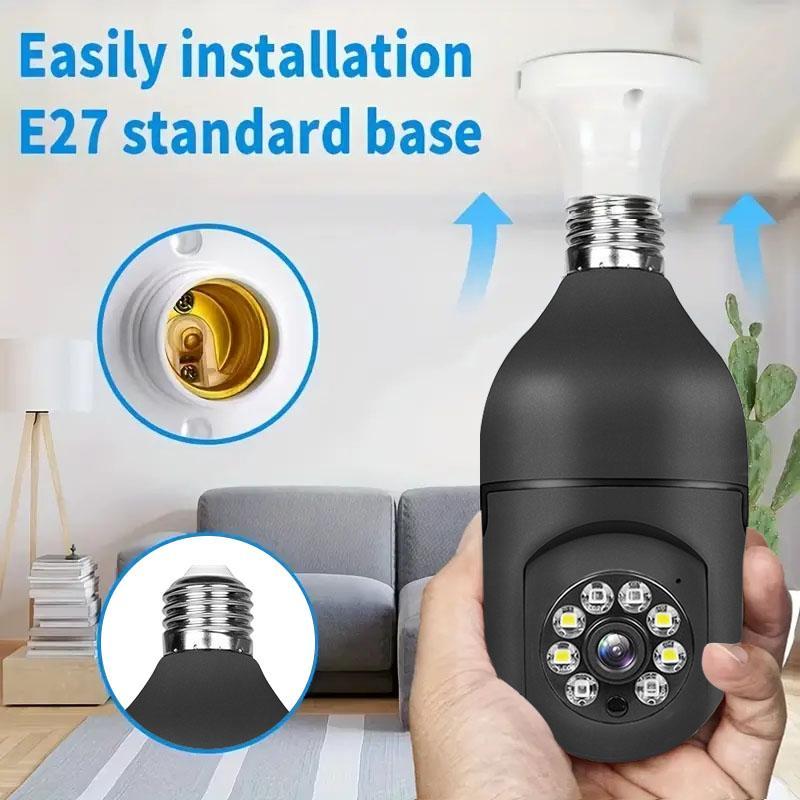 Indoor 5G Dual-band WiFi E27 Bulb Security Camera, 360-Degree Panoramic Outdoor & Indoor Bulb Camera, Light Socket Security Camera with Night Vision, Indoor Security Camera