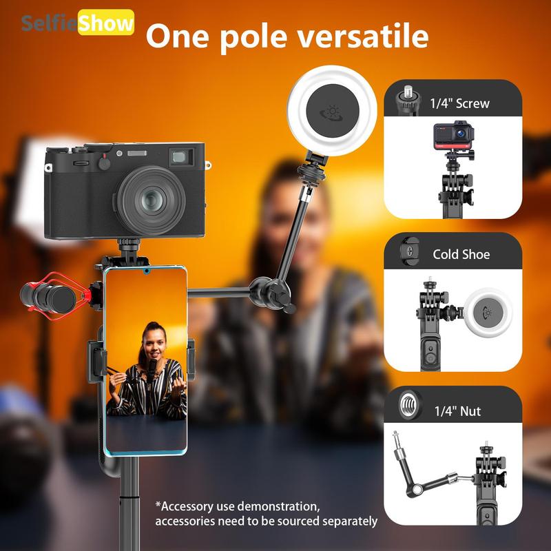 SELFIESHOW Selfie Stable Tripod, Portable Phone Tripod Stand with Remote Control, Multifunctional Phone Tripod for Travel, Party, Live Streaming