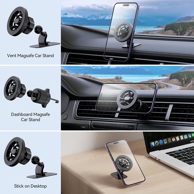 MagSafe Car Phone Mount – 20 Strong Magnets, 360° Rotation Hands-Free Dashboard Holder for iPhone 15 14 13 12 Pro Max Plus 360 Magnetic ab material soporte  telefono