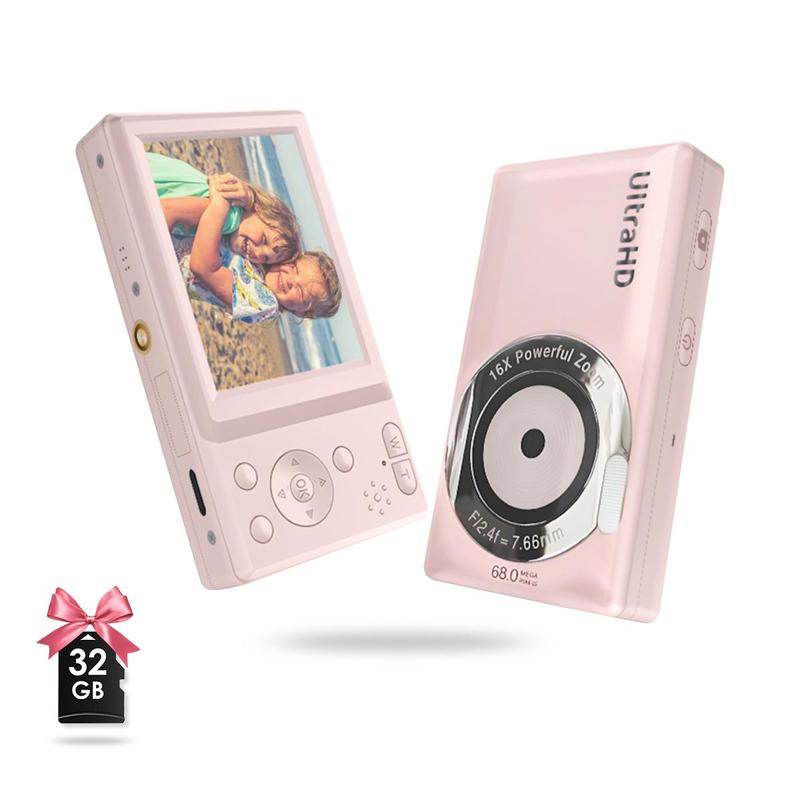 Portable Digital Camera, 1 Set 1080P High Definition Screen Camera with 32GB Memory Card, USB Rechargeable Vlogging Camera for Student, Adult, Beginners