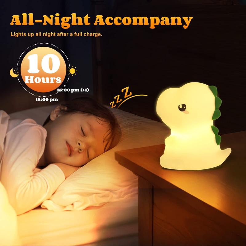 Dinosaur Night Light, USB Rechargeable Cute Night Light, 16 Colors Breathing Modes Kid Lamp for Girls, Childrens, Toddler, Baby, Christmas Gifts