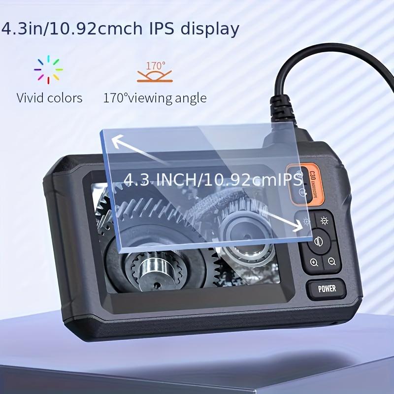 Industrial endoscope, 8mm digital endoscope camera 4.3 inch IPS LCD screen IP67 snaking camera with 8 LED lights, 5m semi-rigid cable, car repair pipe house auxiliary inspection