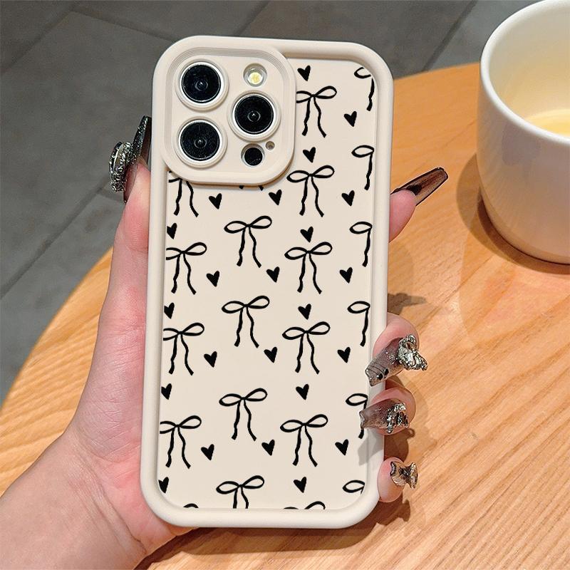 Bowknot Pattern Phone Case, Anti-drop Cellphone Protective Case, Total Protective Shockproof Mobile Phone Cover for iPhone 15 14 13 12 11 Pro Max Series