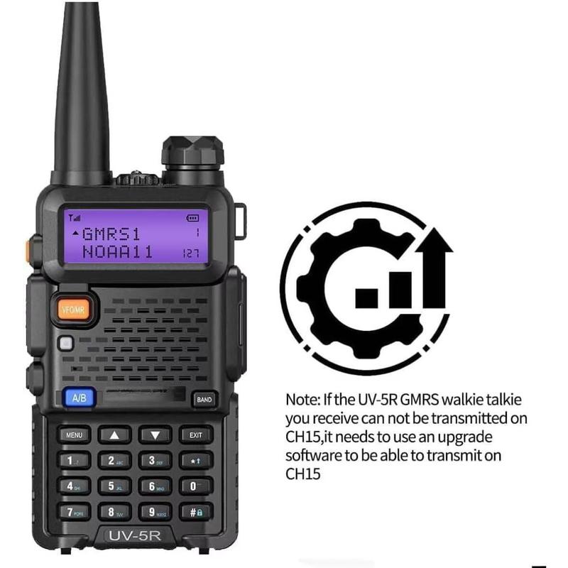 UV-5R GMRS Handheld Radio Long Range Rechargeable Two Way Radio,GMRS Repeater Capable with NOAA Weather Receiving and Scanning and Earpiece,Support Chirp(Black-2Pack)