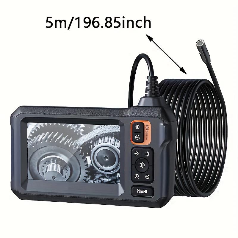 Industrial endoscope, 8mm digital endoscope camera 4.3 inch IPS LCD screen IP67 snaking camera with 8 LED lights, 5m semi-rigid cable, car repair pipe house auxiliary inspection