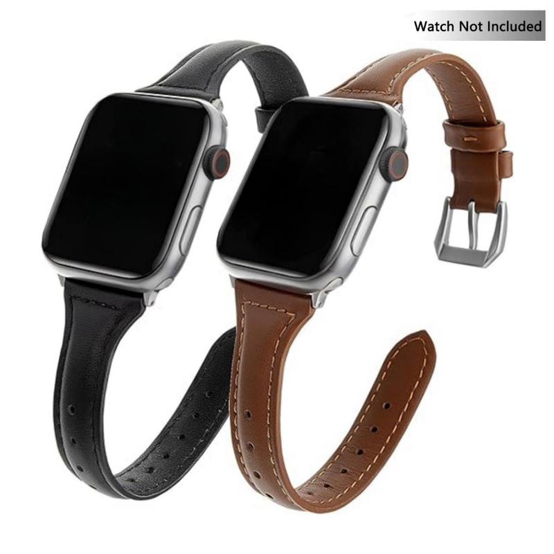 Solid Color PU Leather Watch Band (2 Counts set), Fashionable Watch Band, Wearable Accessories Compatible with Apple Watch Series 9 8 7 6 5 4 3 2 1 Ultra SE