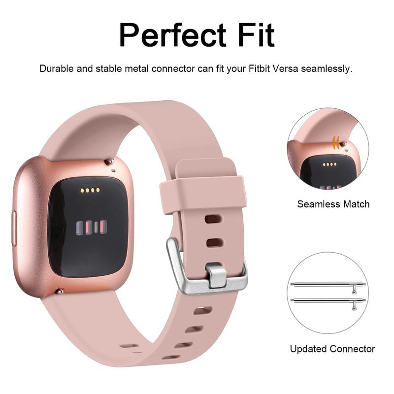 Soft Silicone Sport Watch Bands Compatible with Versa 2 Fitbit Versa Versa Lite Versa SE (Band Only), 2 Counts Replacement Watch Bands for Men & Women, Durable Smart Watch Accessories