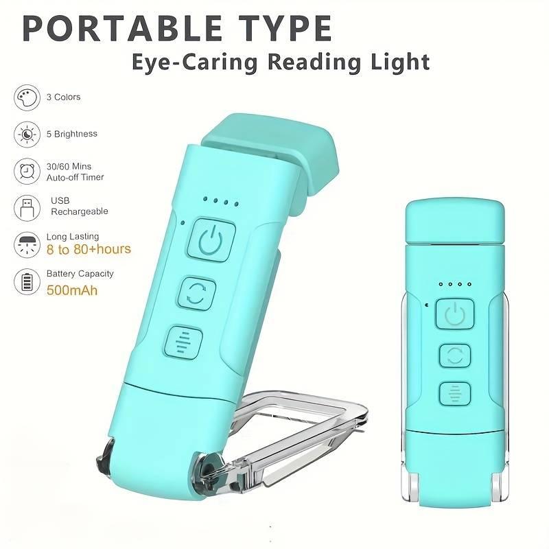 Glocusent USB Rechargeable Book Light for Reading in Bed, Portable Clip-on LED Reading Light, 3 Amber Colors & 5 Brightness Dimmable, Perfect for Book Lovers Rechargeable Adjustable Book Reading Light reading light glucosent  amber color long lasting