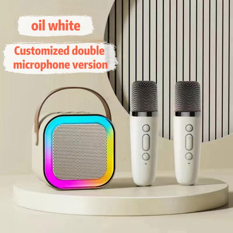 Summer Wireless Karaoke Speaker With Wireless Microphone & LED Light for Fall Gift, Wireless BT Speaker With LED Ambient Light, Electronics Outdoor Speaker, Karaoke Machine For Home Party Birthday Gift, Mini Microphone Audio Bluetooth