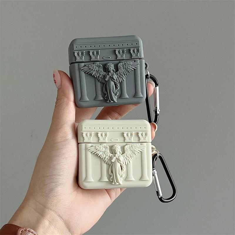 3D Angel Design Earphone Case, Creative Cute Cartoon Earbuds Charging Box Cover, Earphone Case for AirPods Pro 2 3, Earphone Accessories