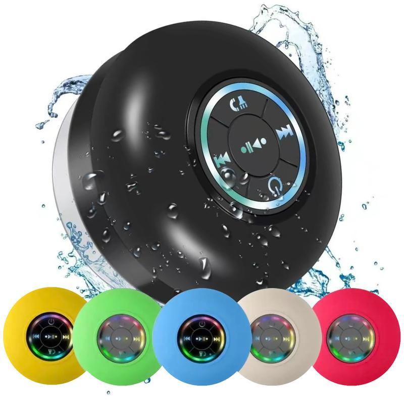 Mini Bluetooth Shower Speaker with LED light, Portable IPX4 Waterproof, Hands-Free Speakerphone. Rechargeable Using Micro USB, Wireless Stereo for Beach, Shower & Home,Christma Audio Device Smartphone light speaker  0-compatible speaker