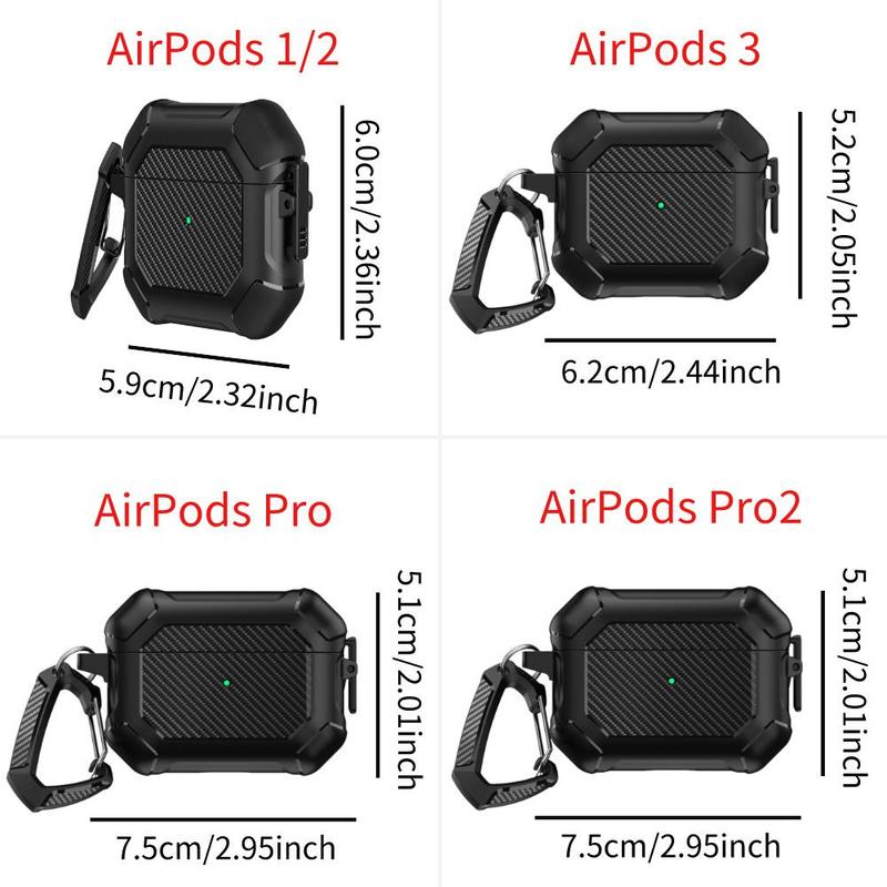 Earphone Case with Carabiner, TPU Protective Case Compatible with AirPods Pro 2, Shockproof Earphone Case