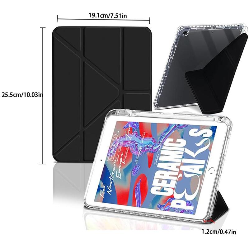 Tablet Case with Pen Holder, 1 Count Smart Stand Protective Transparent Case, Shock Resistant Tablet Protective Cover for iPad 10.2 Inch