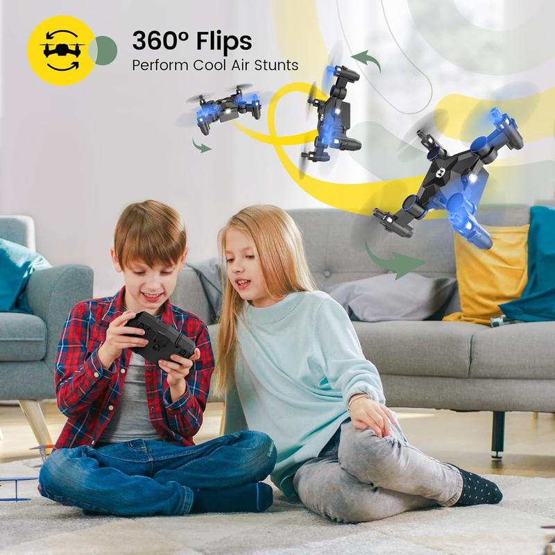 HS190 Foldable Mini Drone for Kids Beginners, RC Nano Quadcopter with Altitude Hold, 3D Flips, High Speeds Rotation, Headless Mode, Throw to Go, One Key Return, Great Gift Toys for Boys and Girls, Blue