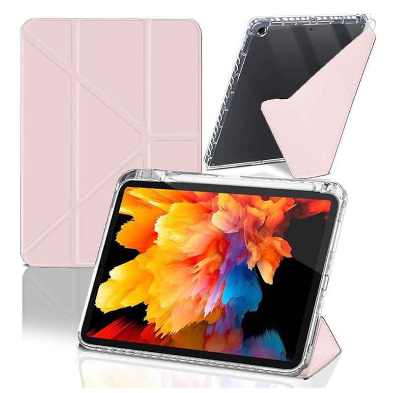 Tablet Case with Pen Holder, 1 Count Smart Stand Protective Transparent Case, Shock Resistant Tablet Protective Cover for iPad 10.2 Inch