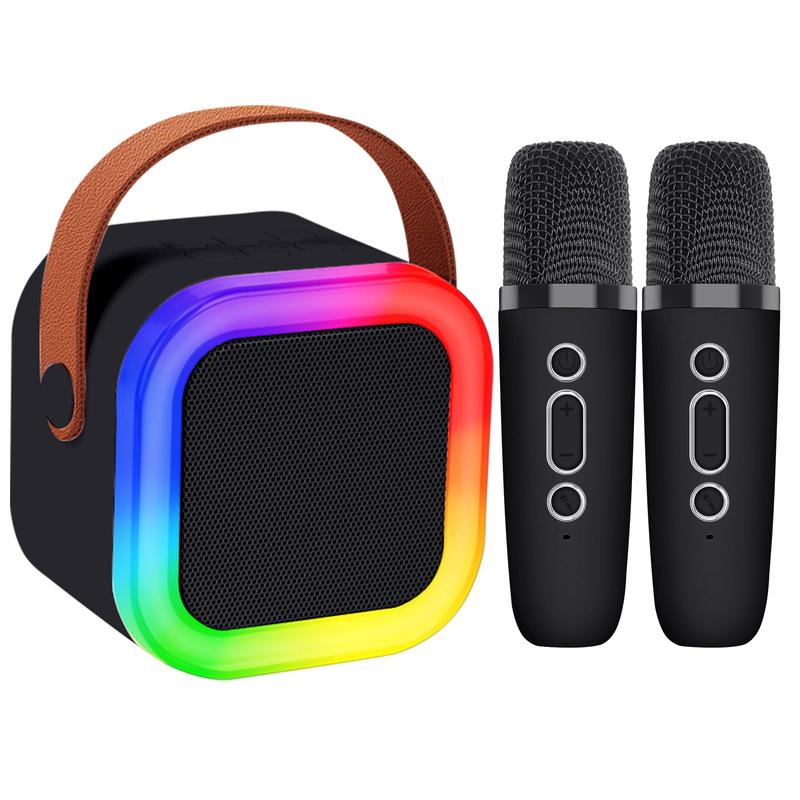 Mini Karaoke Machine, Mini Karaoke Machine with 2 Wireless Microphones,Portable Bluetooth Speaker with Microphone Christmas Birthday Gifts Boys for Teen Girls