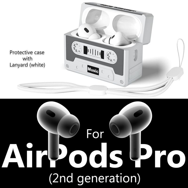 Creative Tape Design Earphone Case with Lanyard, Decorative Earphone Protective Cover, Drop-proof Thickened Silicone Earphone Protector Compatible with Airpods Pro 2nd Gen