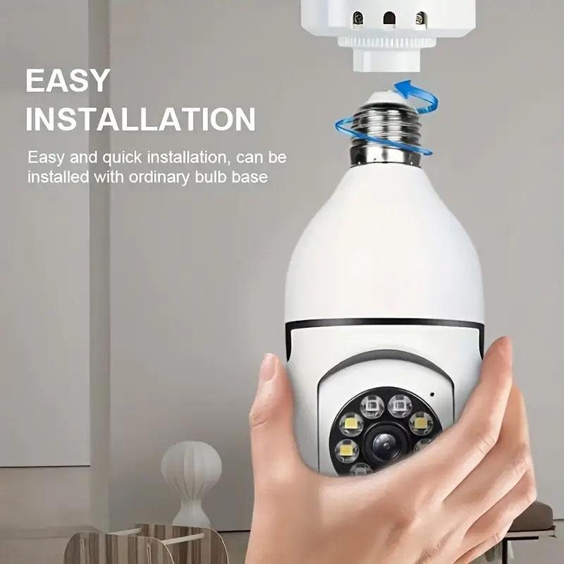 E27 Bulb Design Security Camera, 2MP HD Camera with Infrared Night Vision, 355 Degree Panoramic Rotation Camera with Two-way Audio, Security Camera for Home