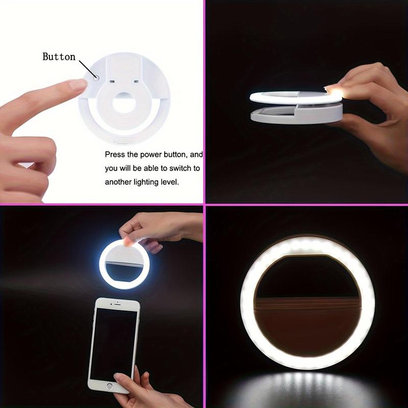 USB Rechargeable Selfie Ring Light, 36-LED Selfie Ring Light, Photoshoot Light, Night Selfie Enhancing Light for Phone Photography